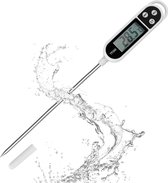 Nutabevr Digitale keukenthermometer (batterij inbegrepen), keukenthermometer LCD met lange sonde, instant read, thuiskostthermometer, voor bakken, barbecue, babymelk, water (-50 °C tot +300 °C)