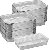 Relaxdays aluminium bakjes bbq - set van 100 - 31x21 cm - alu bakjes rechthoekig - lekbak