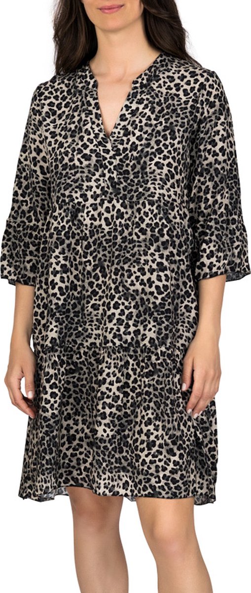 DENIMFY Dames Jurk DFFrida regular fit Antraciet S/M V Hals Volwassenen