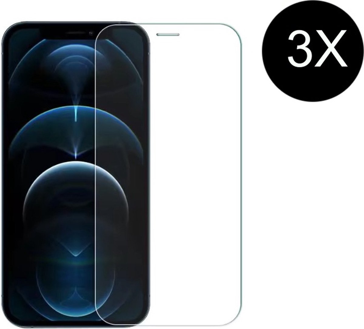 TG Techgrip - 3 Stuks Screenprotector Geschikt voor iPhone 12 Pro - 2.5 D 9H HD Diamond Glas Screen protector Tempered Glass Beschermglas geschikt voor iPhone12Pro