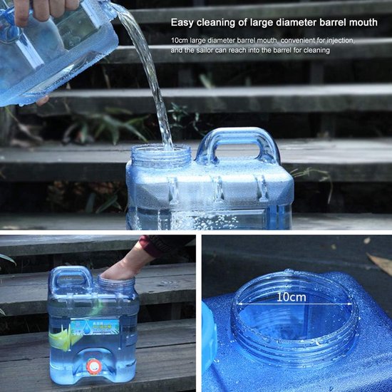 Sparkstarses Watercontainer, 18L Watercontainer met Kraan, Kampeerwaterdrager, Plastische Watertank voor Keuken, RV, Camper, Vrachtwagen, Kamperen, School, Ziekenhuis, Buiten, Tuin