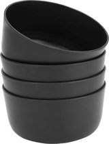 Set van 4 zwarte plastic kommenset - serveerkommenset van 1000 ml - onbreekbaar, BPA-vrij, lichtgewicht en herbruikbaar - voor soep, pasta en salade - magnetron-/vaatwasmachinebestendig