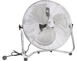 Vloerventilator XL – 45 cm – 4 Standen – 110W – Super Krachtig – Extra Sterk – Ventilator Staand – Box ventilator metaal – Professioneel – Verkoelend – Zilver