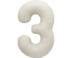 LUQ - Cijfer Ballonnen - Cijfer Ballon 3 Jaar Creme XL Groot - Helium Verjaardag Versiering Feestversiering Folieballon