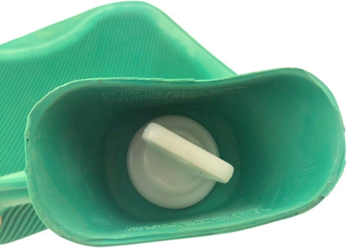 Warmwaterkruik - Inhoud: 2 Liter - Warm Water Kruik - Kruikzak - Warmtekruik - Rubber - Groen – foto 3