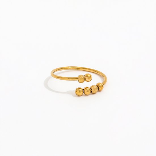 OZ JEWELS 18K Goud Vergulde Roestvrijstalen Kralen Ring - Subtiele Eeuwigheidsband voor Dagelijks Gebruik - Perfect Sieraden Geschenk voor Vrouwen - Eeuwigheidsband Kralen Ring