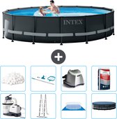 Intex Rond Ultra XTR Frame Zwembad - 488 x 122 cm - Inclusief Pomp - Ladder - Grondzeil - Afdekzeil Filterbollen - Schoonmaakset - Zoutwatersysteem - Zwembadzout