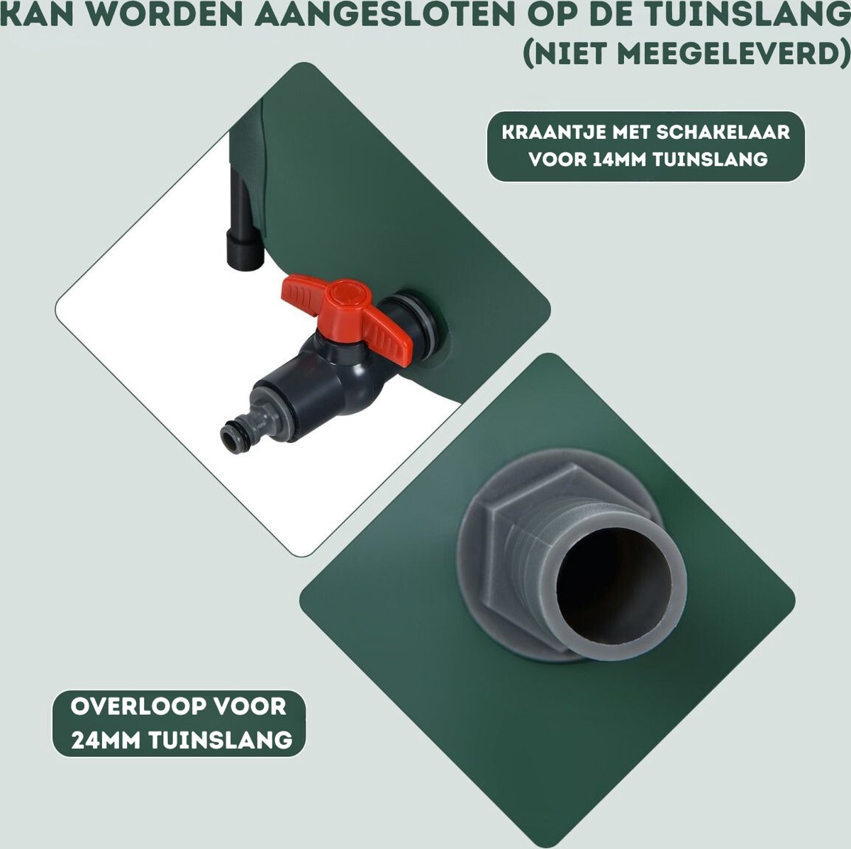 200 liter regenton met overloopventiel, opvouwbare regenwaterton, regenwatertank PVC, regenton waterreservoir, 60 x 60 x 70 cm