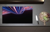 Inductieplaat Beschermer - Abstracte Neonkleurige Lijnen - 90x51 cm - 2 mm Dik - Inductie Beschermer - Bescherming Inductiekookplaat - Kookplaat Beschermer van Wit Vinyl