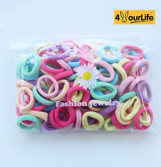 Foto: Dikke haarelastiekjes 100 stuks pastel 20mm 5mm dik elastiek haar accessoires kinderen peuter baby meisjes dames gift cadeau