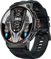 WizBay Premium Select™ Sport Smartwatch 1.85inch HD TFT - Bluetooth Call - AI Voice Assist - Magnetic Laden - Dynamic Hart Monitor - O2 en Bloeddrukmeter - Multiple 100+ Sport Modi - Slaap Monitor - Message - Allu Mat Zwart Case - TPU Grijze Band