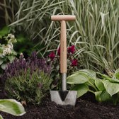 vaste spade – professionele schop van roestvrij staal, voor gebruik in bloembed, tuinspade met steel van essenhout, lengte: 54 cm