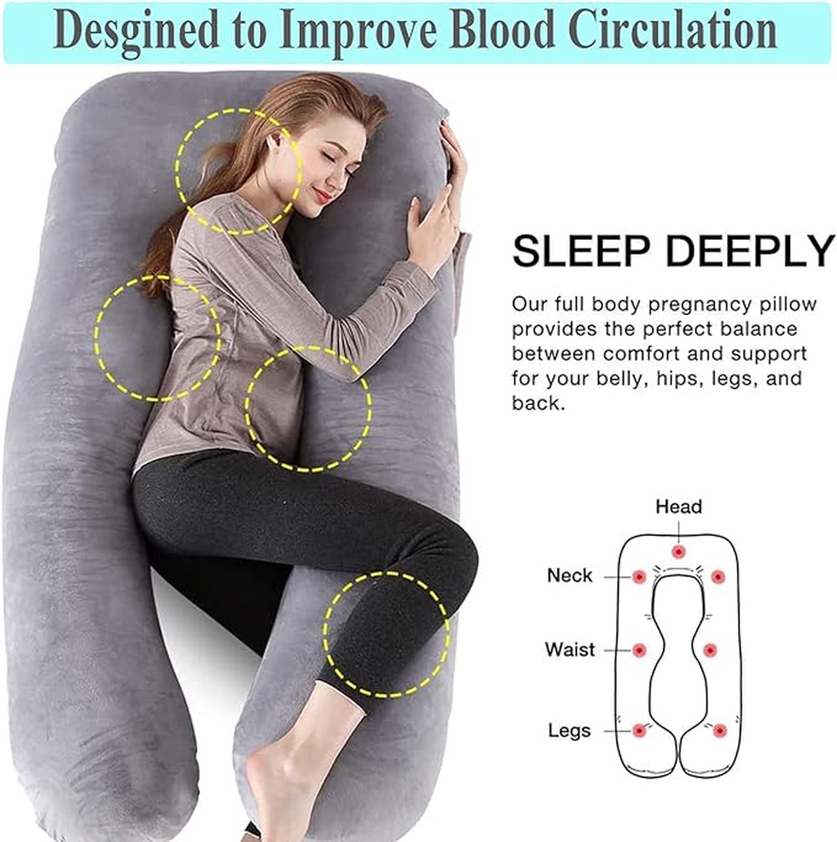 Goedkoopste Borstvoedingskussen,zijslaapkussen, Katoen -pregnancy pillow, support pillow 70 x 130 cm