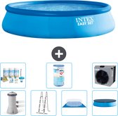 Intex Rond Opblaasbaar Easy Set Zwembad - 457 x 107 cm - Blauw - Inclusief Pomp - Ladder - Grondzeil - Afdekzeil Onderhoudspakket - Filter - Warmtepomp