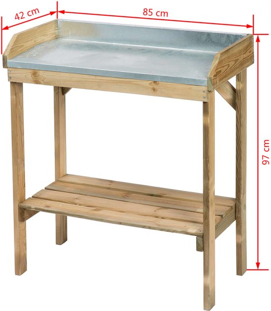 Table de mise en pot H97x85x42 cm épicéa /