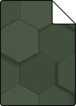 Proefstaal Origin Wallcoverings eco-texture vliesbehangpapier 3d hexagon motief donkergroen - 347852 - 26,5 x 21 cm
