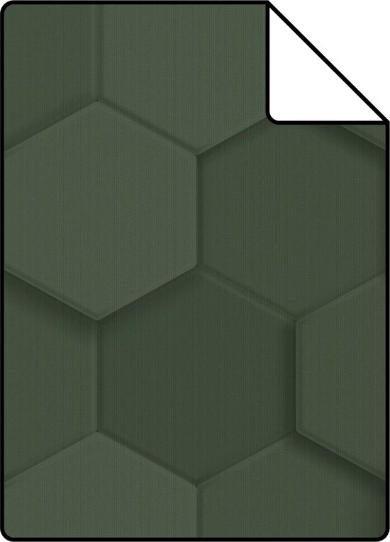 Proefstaal Origin Wallcoverings eco-texture vliesbehang 3d hexagon motief donkergroen - 347852 - 26,5 x 21 cm
