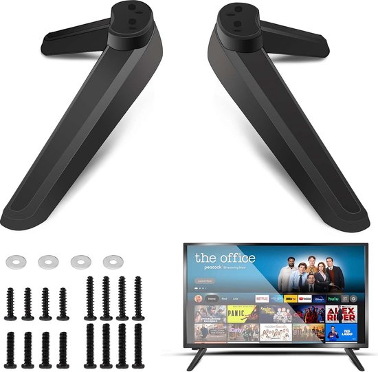 Universele tv-standaard, tv-sokkelpoten met schroevenset, voor de meeste plasma led-flatscreens (gatafstand van 17 mm tot 20 mm