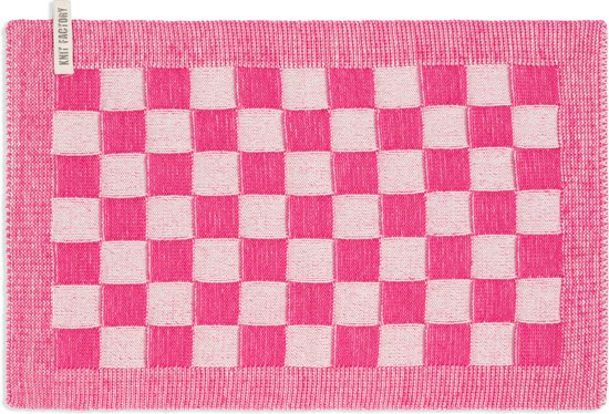 Set de table tricoté Knit Factory - Bloc sous-tapis - Tapis de salle à manger - Écru/Fuchsia - Rose vif - 50x30 cm