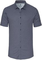 Desoto - Short Sleeve Jersey Overhemd Print Navy - Heren - Maat XL - Slim-fit