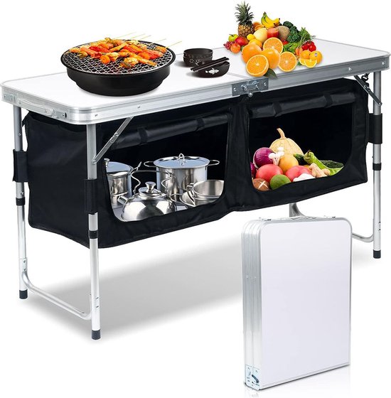 Cuisine de camping - Armoire de camping - Cuisine de camping - Pliable - Pliable - Zwart avec Wit