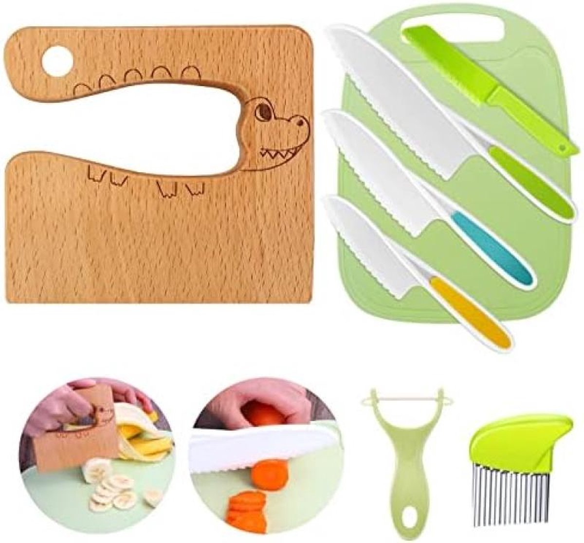 8-delige kinderkeukenmessenset voor het snijden en koken van groenten of fruit voor peuters