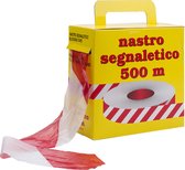 Afzetlint 500 meter (rood/wit) - in dispenserdoos (Professioneel) 500m - Made in Italy