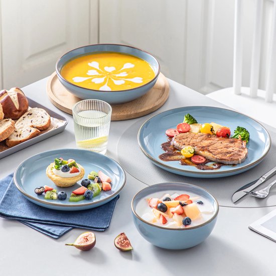 Service de table de Luxe LBB – 32 pièces – 8 personnes – Porcelaine – Service d'assiettes – Assiettes plates – Assiettes à dessert – Bols – Mugs – Bols – Nymphe