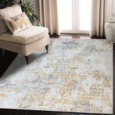 Tapis Tapis abstraits modernes pour salon, chambre à coucher, salle à manger, tapis de sol doux antidérapant (abstrait gris/beige/or/multicolore, 120 x 160 cm)