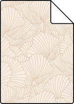 Proefstaal ESTAhome behang getekende bladeren zand beige en licht terracotta - 139491 - 26,5 x 21 cm