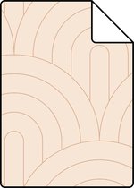 Proefstaal ESTAhome behang art deco bogen licht perzikroze en roségoud - 139216 - 26,5 x 21 cm