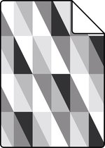 Proefstaal ESTAhome behangpapier grafische driehoeken zwart, grijs en wit - 139121 - 26,5 x 21 cm