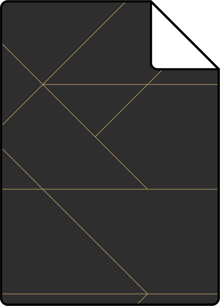 Proefstaal ESTAhome behang grafische lijnen zwart en goud - 53 cm x 10.05 m - 139144-S