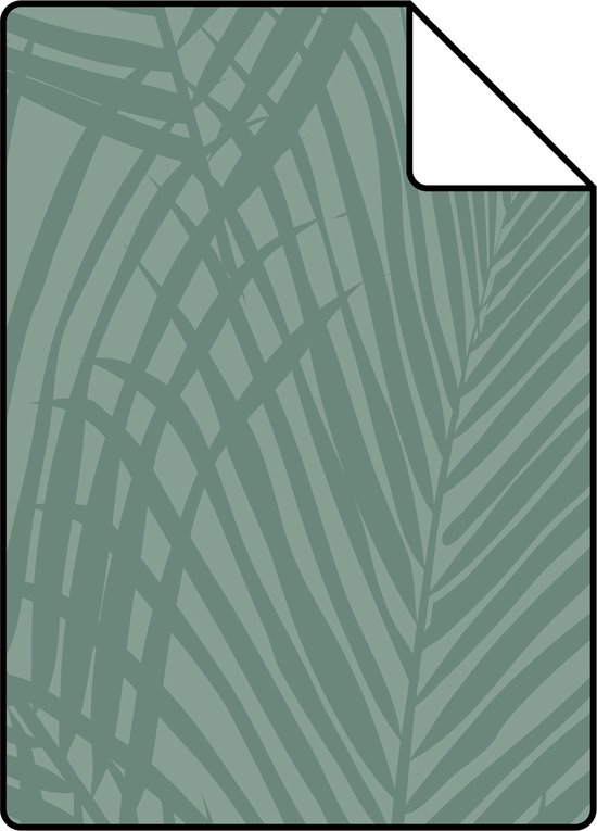 Proefstaal ESTAhome behangpapier palmbladeren vergrijsd zeegroen - 139302 - 26,5 x 21 cm