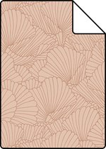 Proefstaal ESTAhome behangpapier getekende bladeren licht terracotta - 139493 - 26,5 x 21 cm