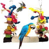 HPiano Papegaaienspeelgoed, vogelspeelgoed voor vogels, papegaaien, schommel, kauwspeelgoed van natuurlijk hout, om op te hangen, vogelspeelgoed, houten bel, vogelschommel, kauwaccessoires, kleurrijk
