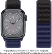 Blauw Zwarte Nylon Horloge Band geschikt voor Apple Watch 1, 2, 3, 4, 5, 6, 7, 8, SE en Nike+, 42mm, 44mm & 45mm "Mannenbreedte" Series Zacht Geweven Nylon 42 mm, 44 mm en 45 mm - yellow blue brown - Maat: zie maatfoto
