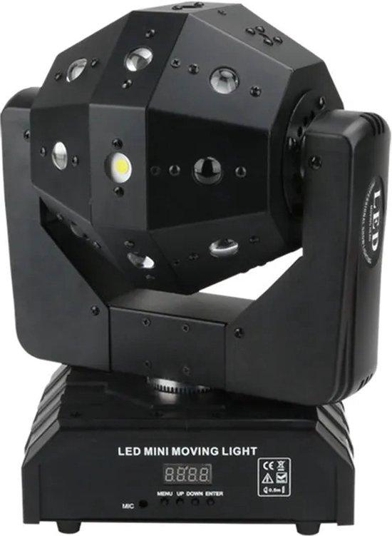 Foto: Shopeighty8 discobol moving head roterend laser lichteffect geluidgestuurd dj feest verlichting 3 in 1 zwart