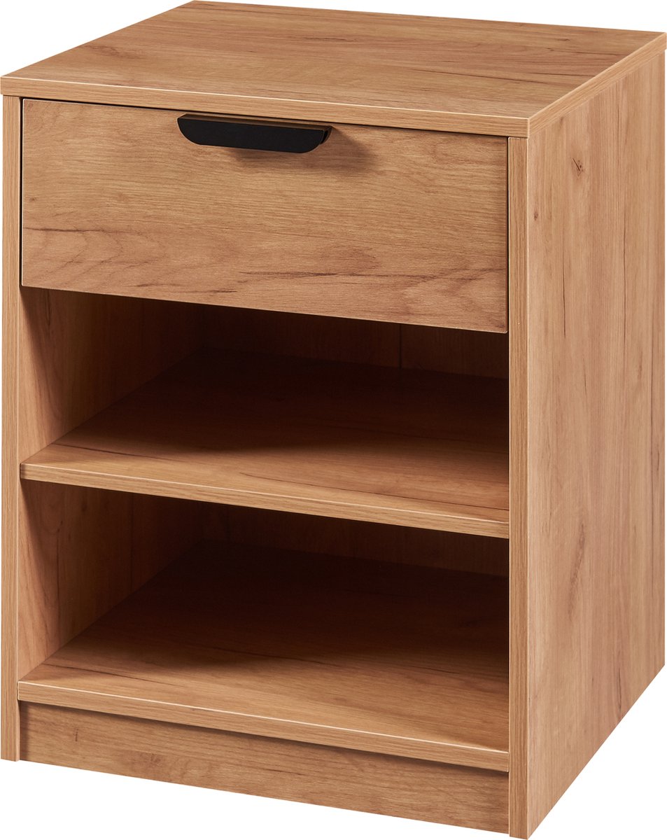 en.casa Nachtkast Varkaus 55x43x40 cm mdf eikenkleurig [en.casa]
