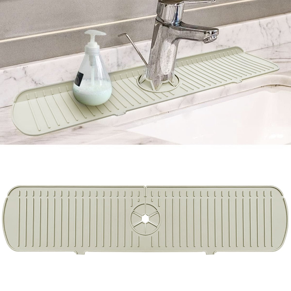Goedkoopste YONO Siliconen Kraanmat - Afdruipmat Organizer - Aanrechtmat voor Kraan - 45 x 15cm - Beige