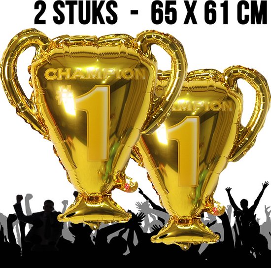 Allernieuwste.nl® 2 PCS Gobelets Gonflables - Champion Numéro 1 - Champion Gagnant - Trophée Ballon à Hélium - Gagnant de la Fête Sport - Or - 2 Pièces
