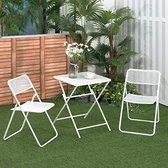 Tuinmeubelset Outsunny 3-delige tuinset 1 tafel + 2 klapstoelen wit