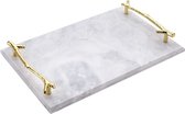 Rechthoekig marmeren dienblad met bladgrepen voor salontafel - grijs huisdecoratie & opbergen marble tray