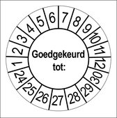 50 Keuringsstickers Goedgekeurd tot: Rond 35 mm strips van 5 stuks