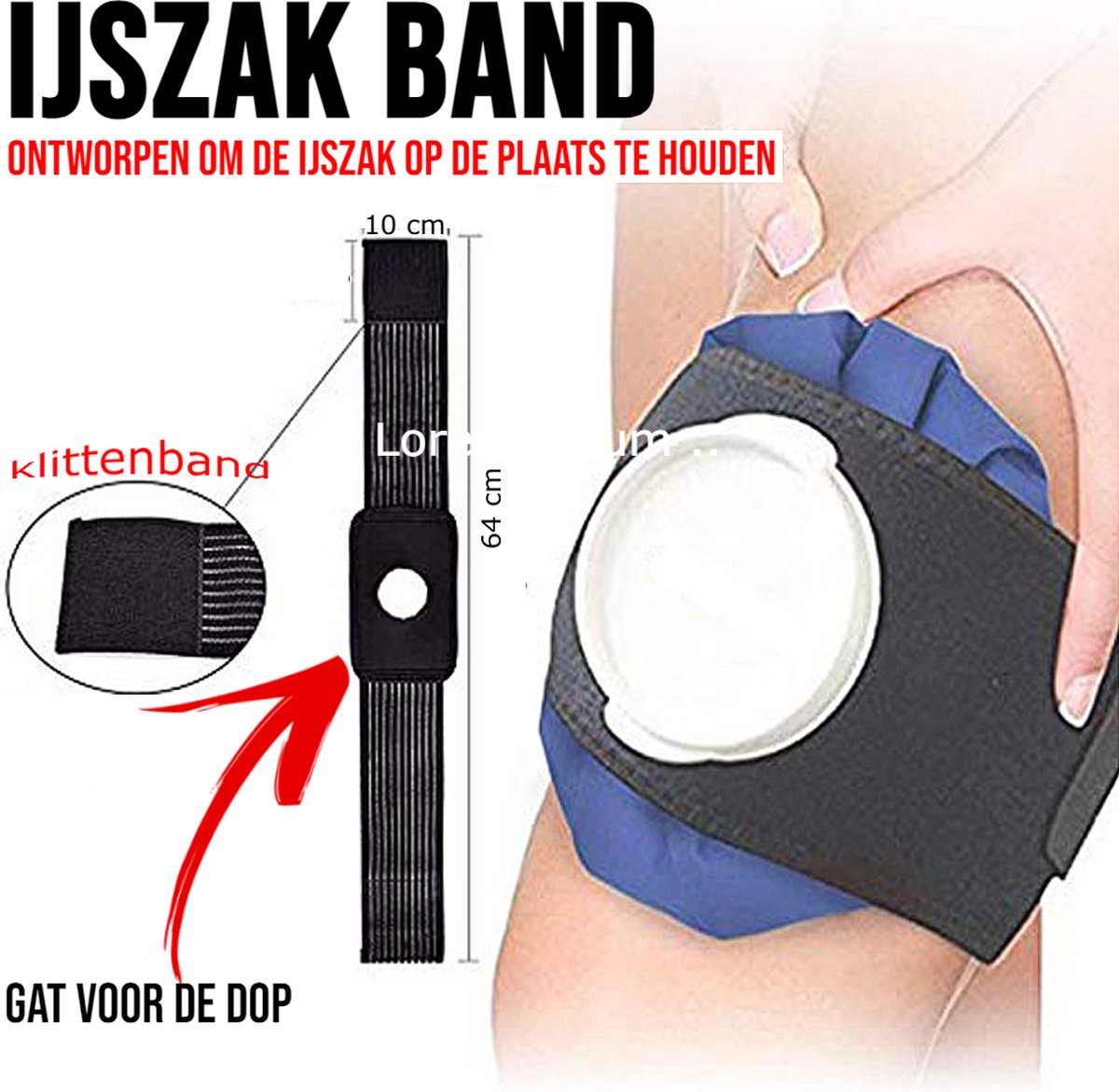 Goedkoopste Allernieuwste.nl® Verstelbare IJszak Ice Pack Wrap Bevestingsriem - Handig, Herbruikbaar & Ademend - Houdt de IJszak op de plaats Klittenband - 64 x 10 cm