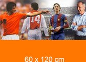 Allernieuwste.nl® Canvas Schilderij Johan Cruijff Tribute - Top Voetballer - Poster - Sport - 60 x 120 cm - Kleur