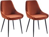 Set de 2 chaises - Velours et métal noir - Terre cuite - MASURIE L 49 cm x H 85,5 cm x P 56 cm
