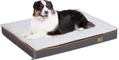 xlarge Hondenbed met geheugenschuim, groot, grijs, orthopedisch hondenbed met oranje rand, wasbaar en waterbestendig, XL (110 x 85 cm)