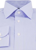 CASA MODA comfort fit overhemd - twill - blauw gestreept - Strijkvriendelijk - Boordmaat: 42