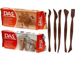 Boetseerklei basis pakket - met 2 kleuren klei van 1 kilo - en gereedschap 7-delig